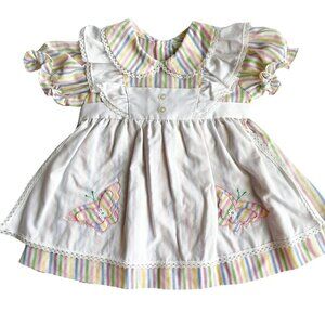 Vintage Tiny Tots Original Baby Girl Butterfly Dress, Pinafore - Size 12 Months
